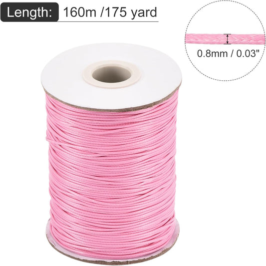 MECCANIXITY Waxed Cord 0.8mm Waxed Polyester Cord 175 Yard Wax String for Bracelet Making,Necklaces, Beading,Jewelry Making and DIY Crafts(Dark Pink)