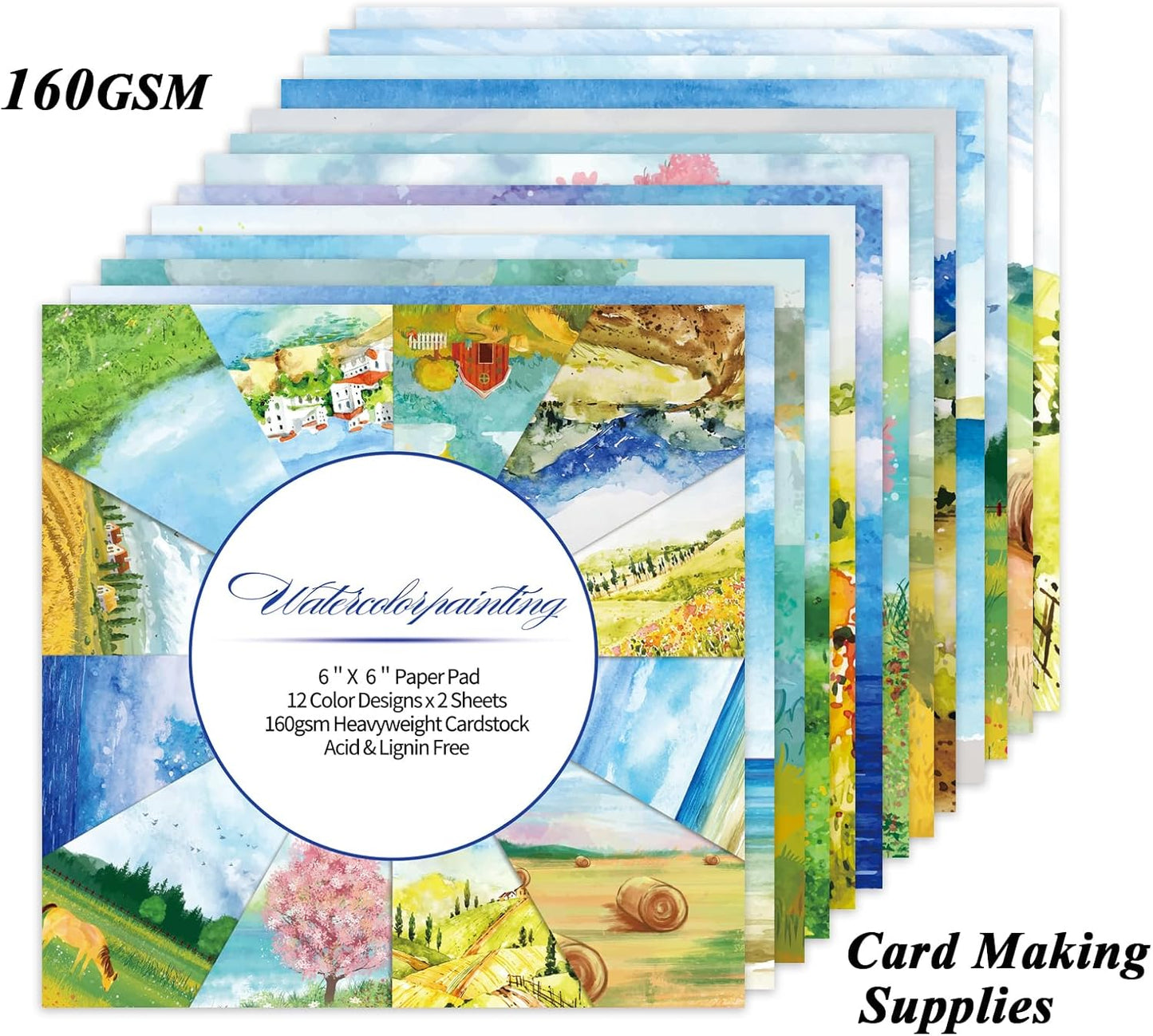 24 Sheets 12 Designs Scrapbook Paper Pad,6"×6” Single-Sided Decopodge Craft Cardstock Paper,Christmas Scrapbooking DIY Decorative Background Cardmaking Supplies.Landscape - Crafty Corner