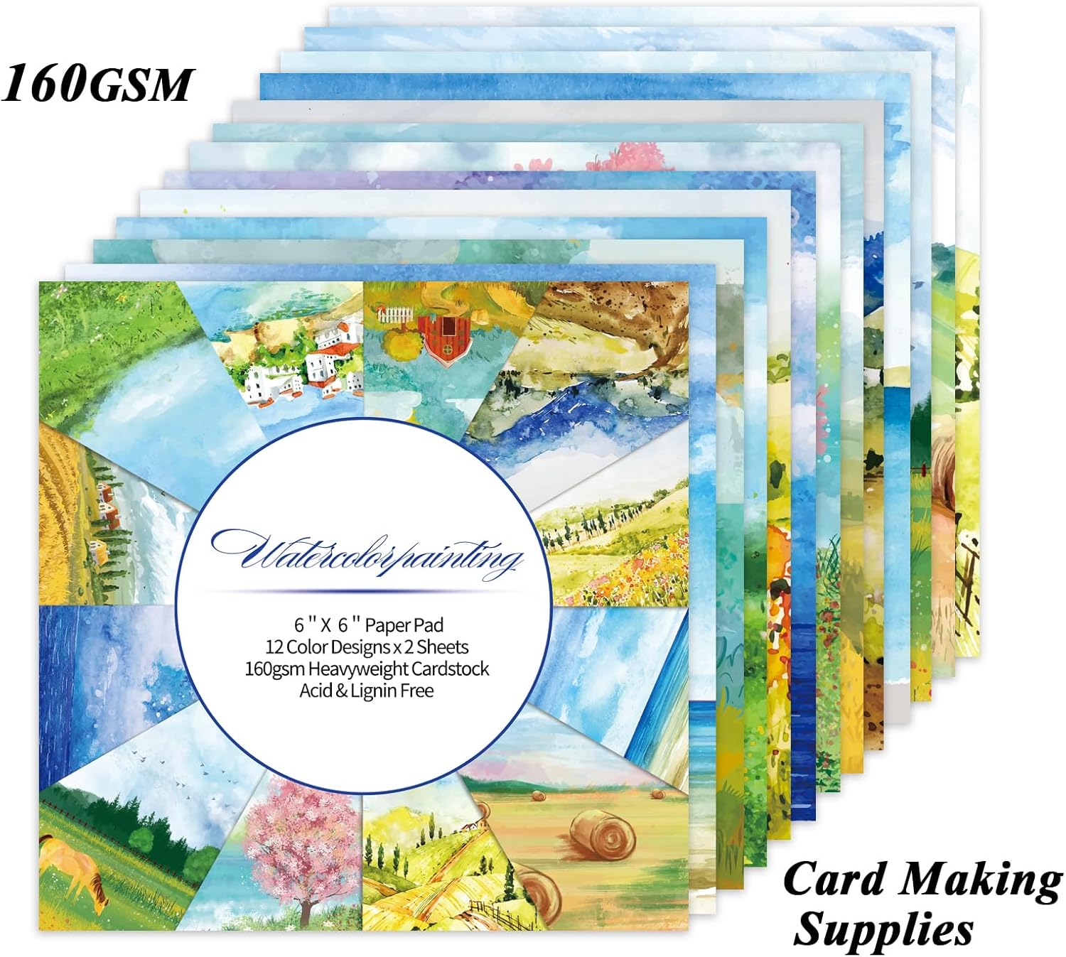 24 Sheets 12 Designs Scrapbook Paper Pad,6"×6” Single-Sided Decopodge Craft Cardstock Paper,Christmas Scrapbooking DIY Decorative Background Cardmaking Supplies.Landscape - Crafty Corner