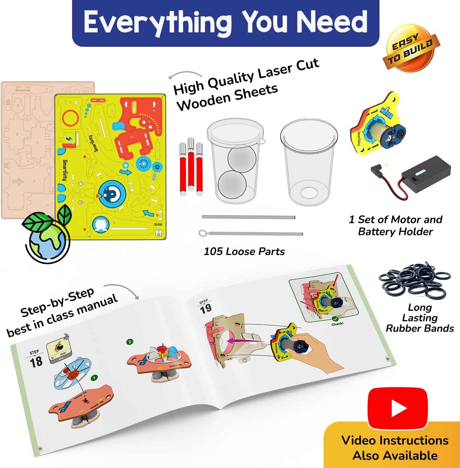 Smartivity 10-in-1 Motor-Powered Gadgets Kit for Kids Ages 6, 7, 8, 9, 10, 11, 12 Years Old Boys & Girls | Build 10+ Cool Electronics Projects | Christmas, Birthday Gift for Smart Kids | DIY STEM Toys