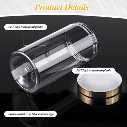 SATINIOR 12 Pack 32 oz Plastic Container Jars with Lids Round Clear Travel Cosmetic Container Slime Jars for Toiletries, Lotion, Cream, Ointments, Makeup, Rhinestone, Samples, Kitchen Storage(Gold)