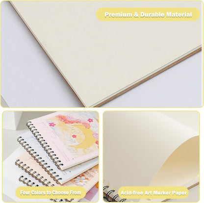 Coloring Books for Teens - Sketch Book Spiral Bound, 45 Sheets (90 Pages) 68lb/100gsm - Cute Sketch Pad for Kids, Adults, Artists, 8 x 11, Cute School Supplies for Girl (Purple)