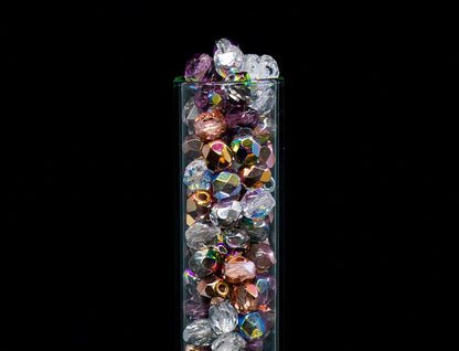0.88 oz (25g, Approx. 300pcs) Mix of Faceted Fire Polished Pressed Czech Glass Beads 4mm (0.16in), Warm Color Mix Transparent