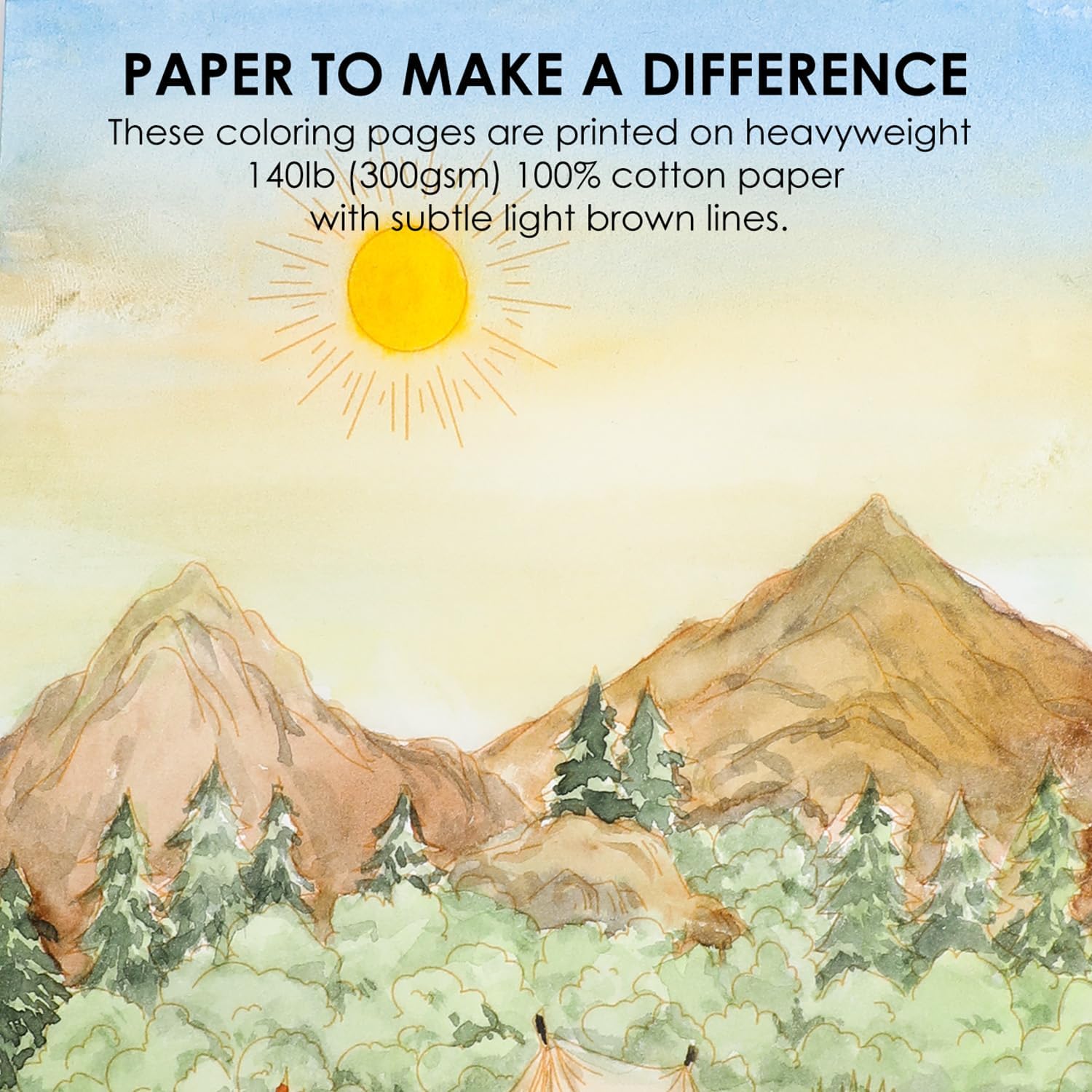 Grabie Watercolor Coloring Book, 15 Sheets A5 (8.3 x 5.8),Watercolor Book for Adults: Ignite Your Artistic Expression on 100% Cotton Paper (Land-Scape) - Crafty Corner