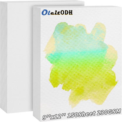 150 Sheets Cotton Watercolor Paper Pad-230GSM Art Paper-9 x 12 inch Painting & Craft Paper, Finger Paints, Watercolor, Tempera, Drawing, Art Room & Home School Crafts