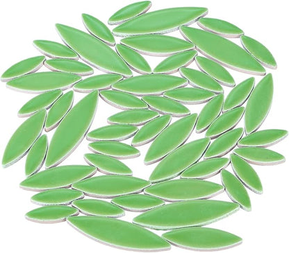 uxcell Ceramic Mosaic Tile, About 200g Teardrop Leaf Tile Mosaic Block for Handicrafts Artwork, Green