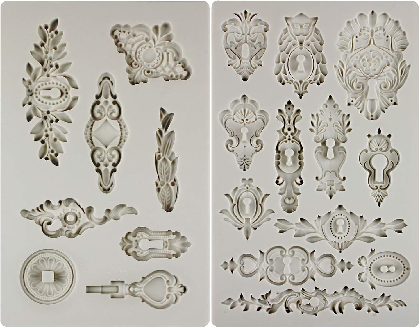 Vintage Inspired Key and Keyhole Silicone Molds 2-count