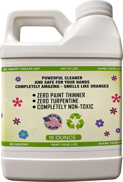Green Piece® Amazing Paint Brush Cleaner for Paint Cleanup, Wet or Dry Paint, Brushes with Oil or Acrylic Paints, restores Wood Metal – 18 Ounce Completely Nontoxic 100% Natural (Pack of 2)