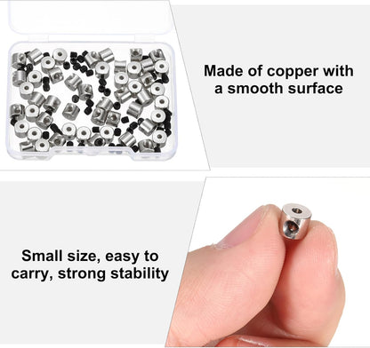 MECCANIXITY 50 Pcs Metal Locking Pin Backs, Locking Pin Keepers Clasp 5mm(H) with 4 Wrench Replacement in Storage Case for Badge, Brooch, Silver Tone