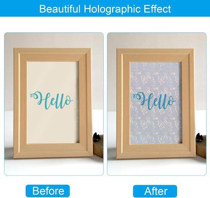 PATIKIL 11.7x8.3" Holographic Sticker Paper, 20Sheets A4 Polypropylene Self-Adhesive Transparent Waterproof Laminate Overlay Film for Photo Cards Scrapbook Decorations, Flower