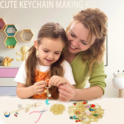 MORWLAT 358 PCS Gold DIY Keychain Making Kit Cute Bag Charm Kit 110 Charms 28 Keychain Clips with Key Ring Swivel Snap Hook Lobster Claw Clasps 200 Jump Ring Jewelry Plier DIY Set Women Craft (110) - Crafty Corner