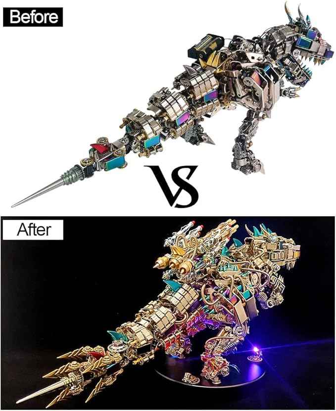 Metalkitor 3D Metal Puzzle for Adults, Tyrannosaurus Rex Model Kit Jigsaw- Steampunk DIY Ornament - Assembly Dinosaur Crafts Brain Teaser - Perfect Room Decor and Gift Choice