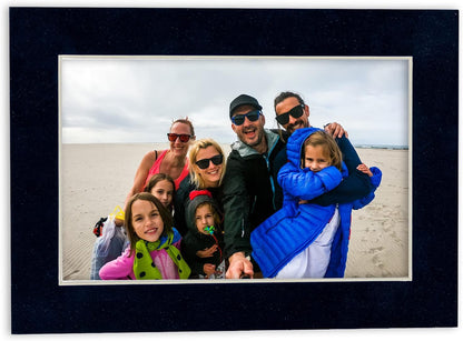 Pack of 25 Acid Free 11x14 Mats Bevel Cut for 8.5x11 Photos - Navy Suede Precut Matboards With Backing Boards and Clear Photo Mat Bags For Pictures, Photos, Framing - 4-ply Thickness