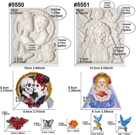 Skeleton Bride and Groom Clay Molds for Crafts