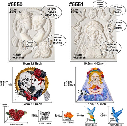 Skeleton Bride and Groom Clay Molds for Crafts