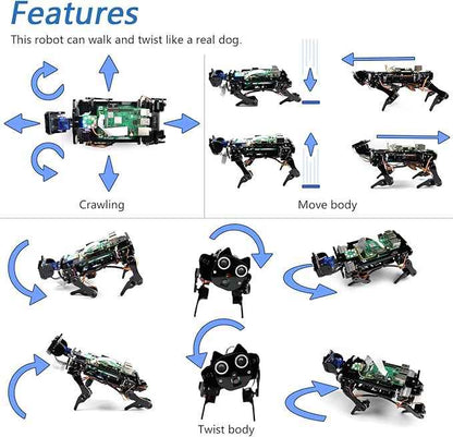 FREENOVE Robot Dog Kit for Raspberry Pi 5 4 B 3 B+ Zero 2 W, Walking, Self Balancing, Face Recognition, Ball Tracing, Ultrasonic Ranging, App Control, Camera, Servo (Raspberry Pi NOT Included)