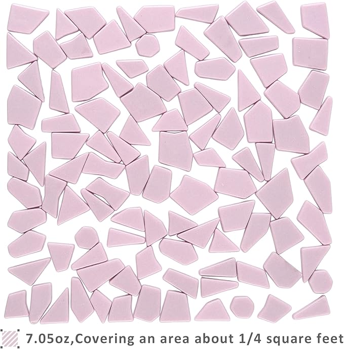 Youway Style Pink Glass Mosaic Tiles for Crafts Bulk,200g Broken Glass Pieces for DIY Spring Mosaic Art Decor,Garden Mosaic Supplies