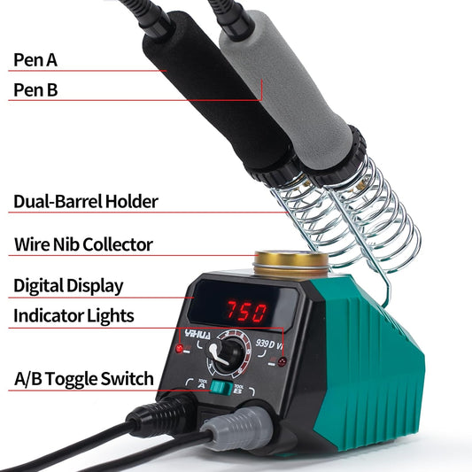 YIHUA 939D-VI Dual Pen Wood Burning Kit with Digital Display with 20 Wire Nibs, Detachable Wood Burning Pen, 2 Wood Pieces, Tweezers Used as Wood Burning Tool - Crafty Corner