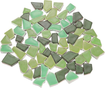 uxcell 500g/1.1LB Irregular Ceramics Mosaic Tiles, 1.3-2 cm Bulk Stained Ceramic Mosaic Pieces Stones Mosaic Kits for DIY Art Craft Projects Home Decor, Mixed Green