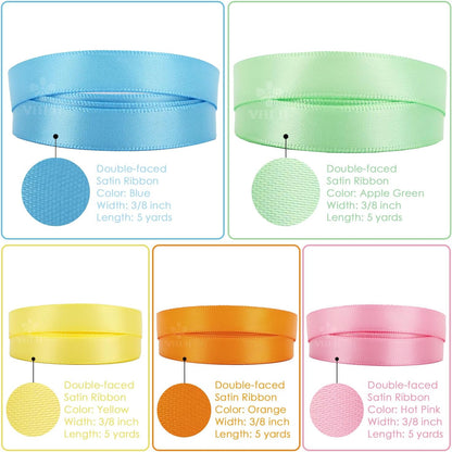 MEEDEE Pastel Rainbow Ribbon Assortment Satin Rainbow Colored Ribbon 3/8" X 50 Yards for Crafts, Gift Wrapping, Party Decoration, DIY Handmade Hair Bows - Crafty Corner