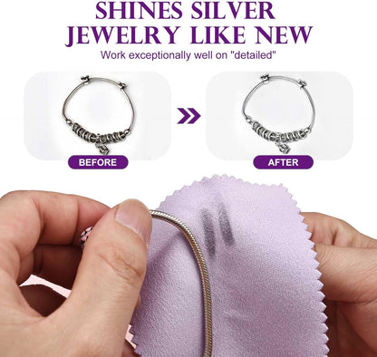 SEVENWELL 50pcs Jewelry Cleaning Cloth Purple Polishing Cloth for Sterling Silver Gold Platinum Small Silver Polish 8x8cm