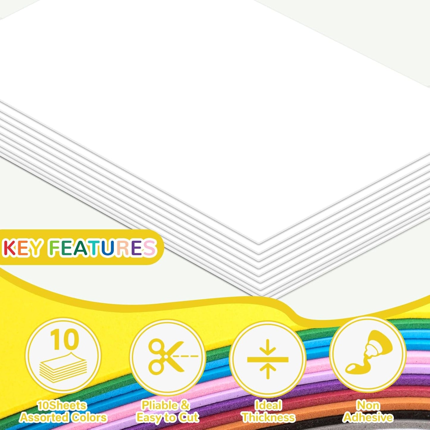 10 Pack Foam Sheets Craft 8 x 12 inch, Eva Color Foam Paper for Art Crafts Projects, Classrooms Scrapbook Gift DIY Cutters Card Party Decoration (White) - Crafty Corner
