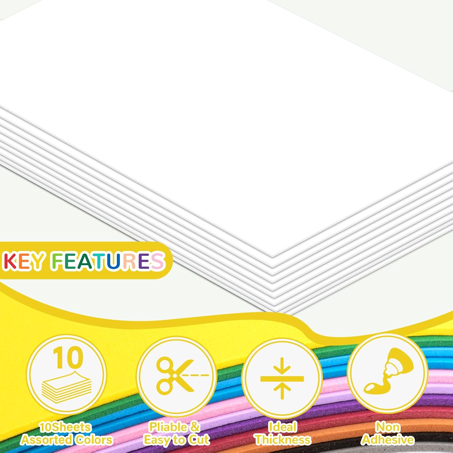 10 Pack Foam Sheets Craft 8 x 12 inch, Eva Color Foam Paper for Art Crafts Projects, Classrooms Scrapbook Gift DIY Cutters Card Party Decoration (White) - Crafty Corner