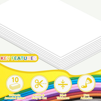 10 Pack Foam Sheets Craft 8 x 12 inch, Eva Color Foam Paper for Art Crafts Projects, Classrooms Scrapbook Gift DIY Cutters Card Party Decoration (White) - Crafty Corner