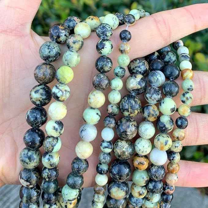 120pcs Adabele Natural African Yellow Turquoise Healing Gemstone 6mm (0.24 inch) Round Loose Beads Gem Stone Spacer for Craft Jewelry Making GF29-6