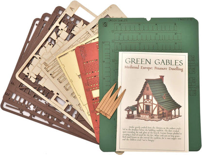 Green Gables P - 3D Wooden Puzzle - DIY 28mm Scale Model Building Kit for Adults - Creative Gift - Tabletop Miniature Terrain Kit - Realistic (Green Gables 14/4.8)