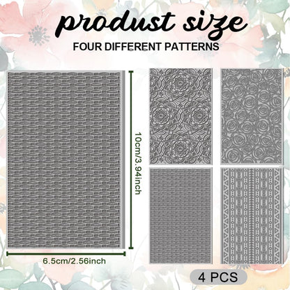 4PCS Polymer Clay Texture Sheets Set for Using with Clay Cutters, Boho Clay Texture Mats, Pottery Jewelry Making Kit DIY Creative Crafts Tools