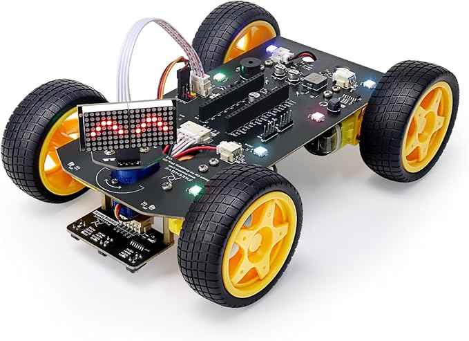 Freenove 4WD Car Kit for Raspberry Pi Pico (Not Included) (Compatible with Arduino IDE), Dot Matrix Expressions, Obstacle Avoidance, Line Tracking, Light Tracing, Colorful Light, App