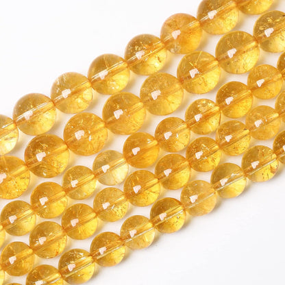 180Pcs 4mm Natural Citrine Beads for Jewelry Making Yellow Crystal Quartz Round Loose Beads DIY Bracelet Necklace Earrings 32" 2 Strands
