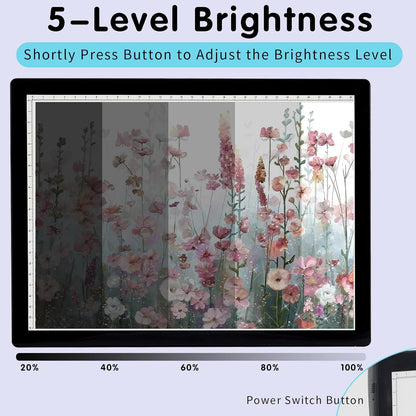 HIUKCOLED A4 Tilt-angle Light Tracing Box with 4 Magnets, 5-level Adjustable Brightness Ultra-thin Light Pad, Battery Powered LED Light Board for Drawing,Diamond Painting,Sketching,X-Ray,Sand Painting
