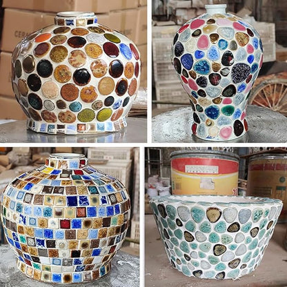PINUO&KE 0.99 lb Mosaic Tiles for Crafts Bulk, Mosaic Ceramics Pieces for Garden Crafts Kits DIY Mosaic Art Decor