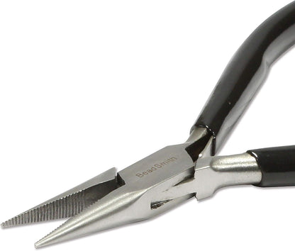 The Beadsmith Chain Nose Pliers – Serrated – Extra Fine Tips – 4.5 inches (114mm) – PVC Grip Handle with Double Leaf Springs – Jewelry Making Tool for Creating Bracelets, Earrings and Necklaces - Crafty Corner