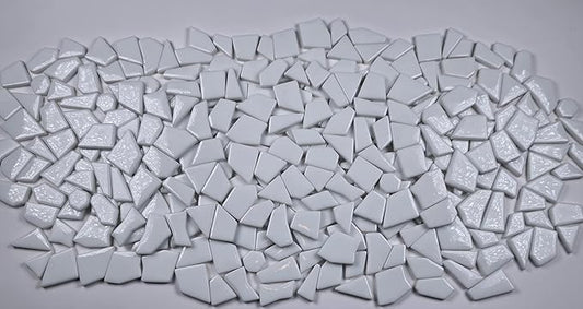 Irregular Glass Mosaic Tiles Bulk 500g Glossy and Iridescent Mosaic Glass Tiles for DIY Projects and Arts and Crafts Solid Colors and Mixes (Glossy White)