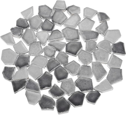 uxcell 500g/1.1LB Irregular Ceramics Mosaic Tiles, 2.3-4.2 cm Bulk Stained Ceramic Mosaic Pieces Stones Mosaic Kits for DIY Art Craft Projects Home Decor, Mixed Grey
