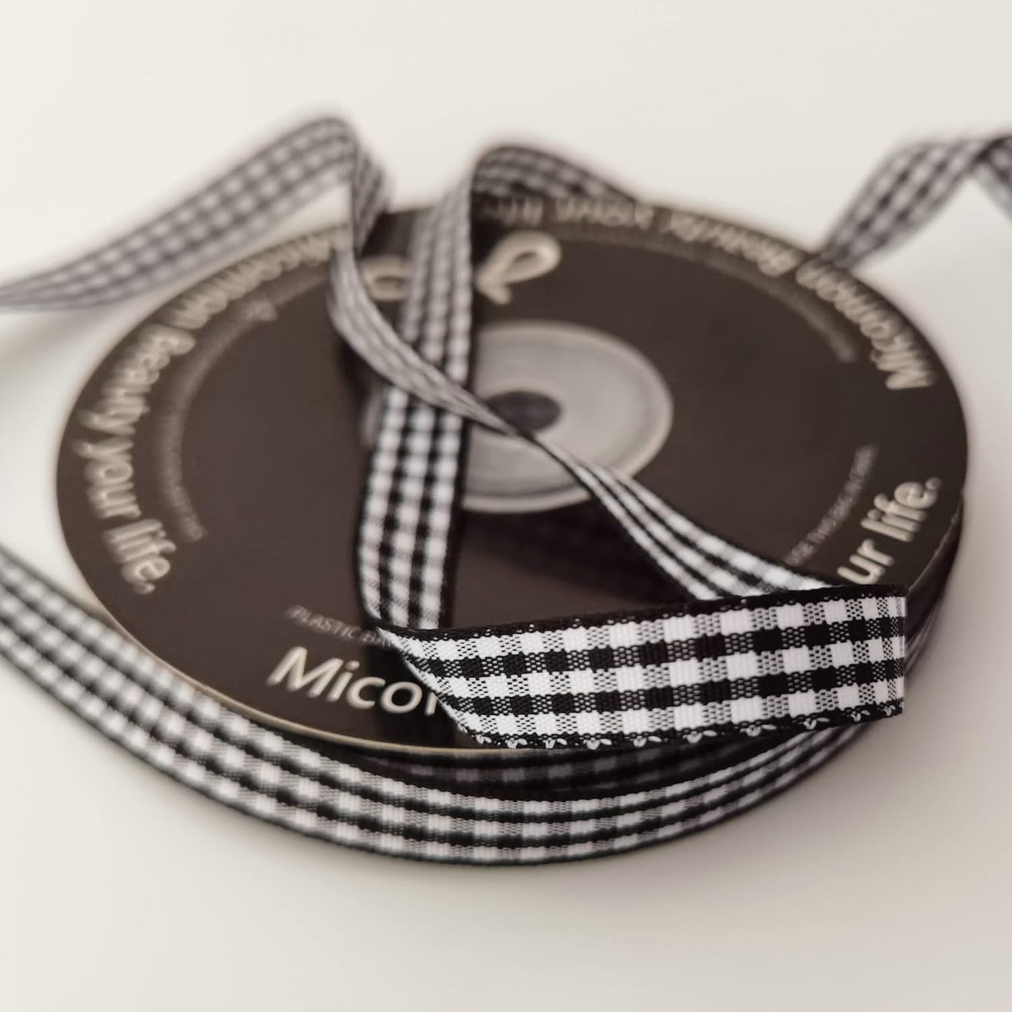 Buffalo Check Ribbon Black and White Gingham Ribbon 25 Yards for Crafts (3/8", Black) - Crafty Corner