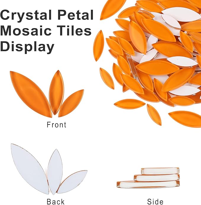 Youway Style Orange Leaf Mosaic Tiles for Crafts Bulk,200g Petal Mosaic Glass Pieces,Flower Glass Tiles for Christmas Mosaic Decorations,Garden Mosaic Supplies Kit