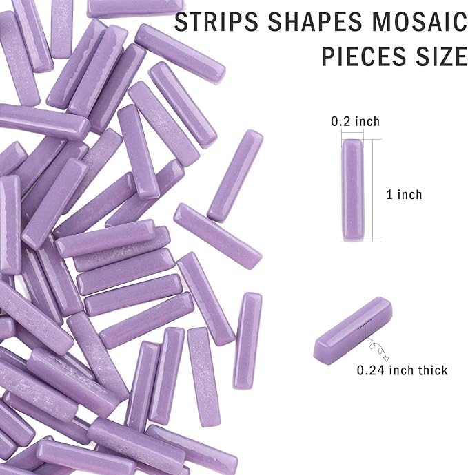 Youway Style Purple Mosaic Tiles for Crafts Bulk,150g Strips Shapes Mosaic Glass Pieces,Glass Mosaic Garden Craft Kit