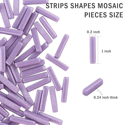 Youway Style Purple Mosaic Tiles for Crafts Bulk,150g Strips Shapes Mosaic Glass Pieces,Glass Mosaic Garden Craft Kit