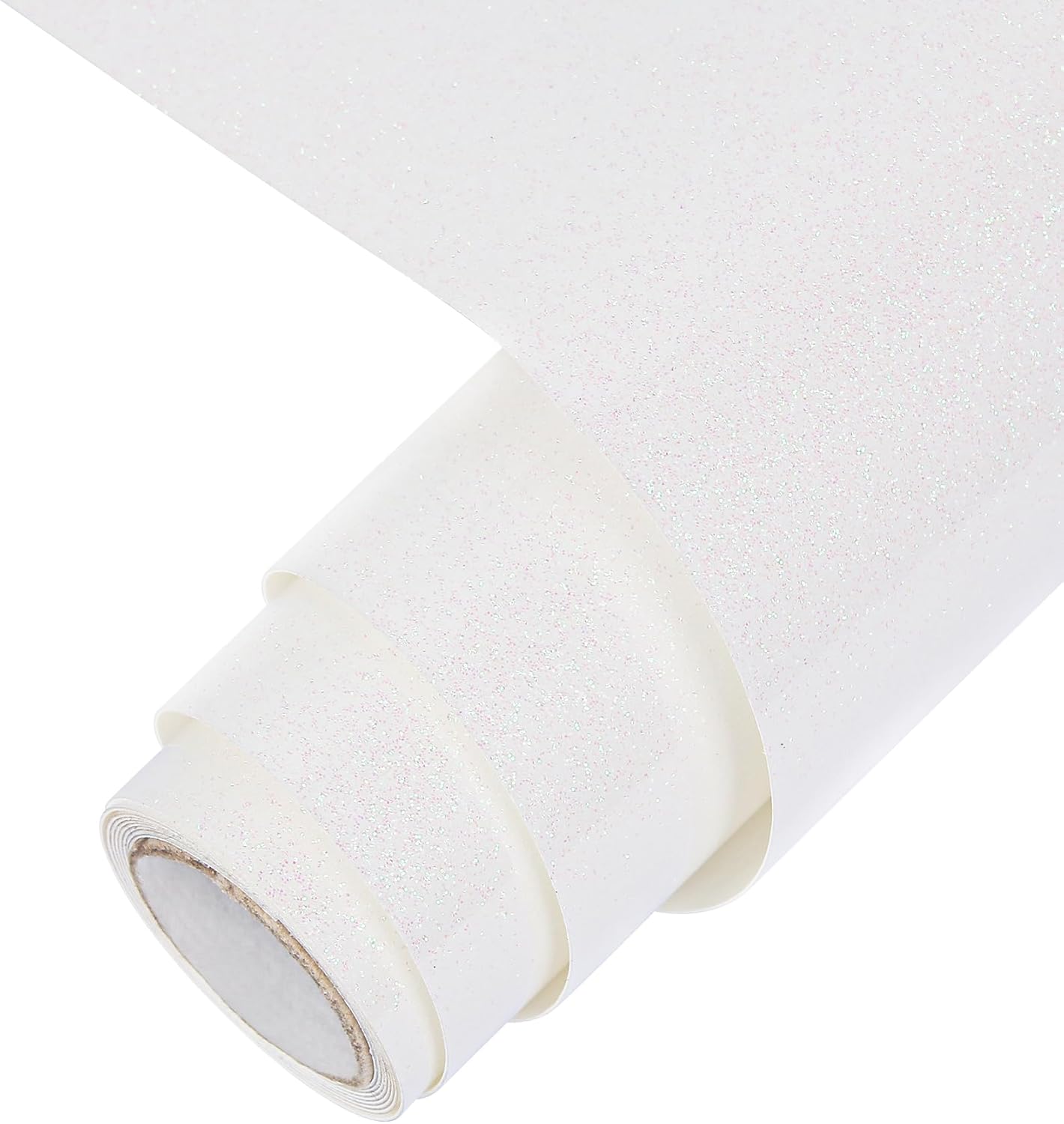 TORC Iridescent White HTV Heat Transfer Vinyl Roll 12 in x 5 ft Sparkly Rainbow White Iron-on Transfer for T-Shirts