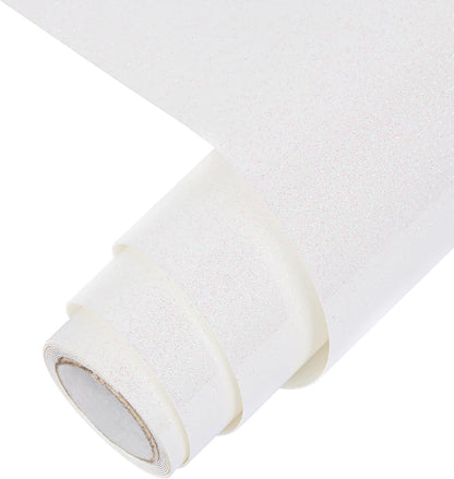 TORC Iridescent White HTV Heat Transfer Vinyl Roll 12 in x 5 ft Sparkly Rainbow White Iron-on Transfer for T-Shirts