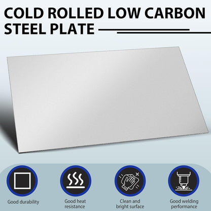 1 Pcs 16 Gauge Metal Sheet 24 x 12 Inch Cold Rolled Mild Carbon Steel Plate Square Weldable Sheet Metal Panels for Outside Industrial Projects Weld Accessories