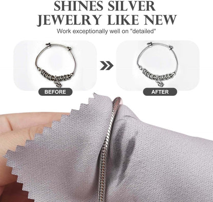 SEVENWELL 100pcs Jewelry Cleaning Cloth Gray Polishing Cloth for Sterling Silver Gold Platinum Small Silver Polish 8x8cm