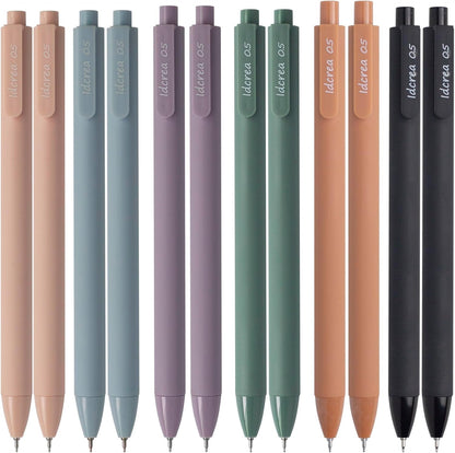 ldcrea Gel Pens 0.5 Fine Tip, Black Ink, Silky Grip, 12 Pack
