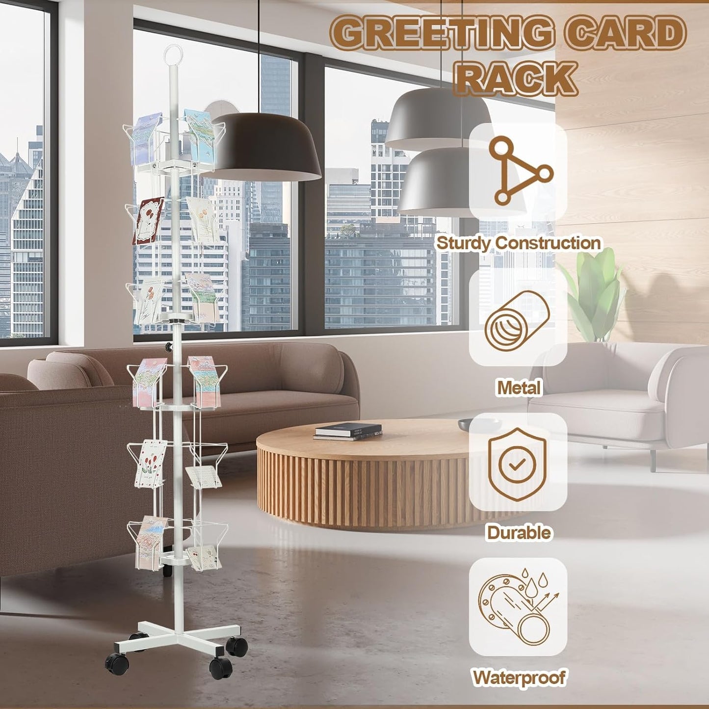 PATIKIL 2Pack 6 Tier Rotating Greeting Card Rack, Metal Spinning Greeting Card Display Stand Portable Postcard Rack Holder Organizer for Postcard Sticker Photo Desk Book Stamp, White