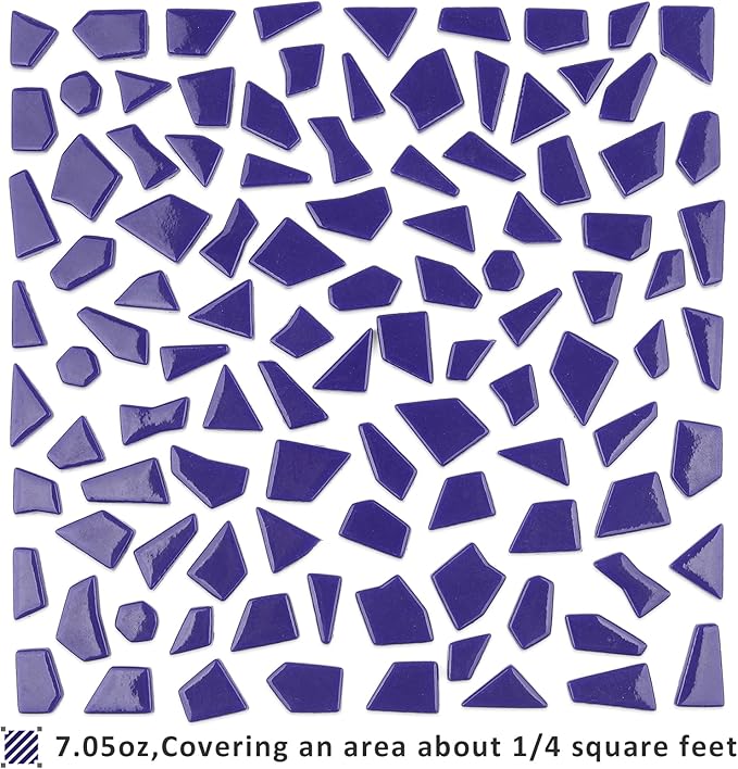 Youway Style Blue Glass Mosaic Tiles for Crafts Bulk,200g Broken Glass Pieces for Mosaic Art Crafts,Garden Mosaic Supplies