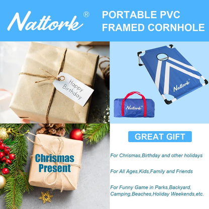 Portable Cornhole Set with 2 Collapsible Cornhole Boards, 8 Cornhole Bean Bags and Carrying Case for Yard Toss Game, Indoor Outdoor Camping Games for Adults Family (3 x 2-feet)